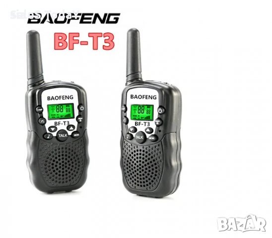 Комплект 2бр. Радиостанции BAOFENG BF-T3 Уоки Токи, Led индикация черни, снимка 1