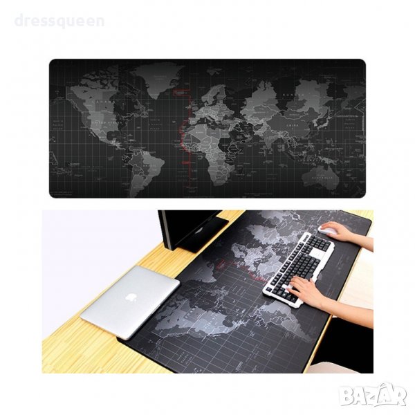 2118 Голяма геймърска подложка за бюро с принт Карта на света, снимка 1