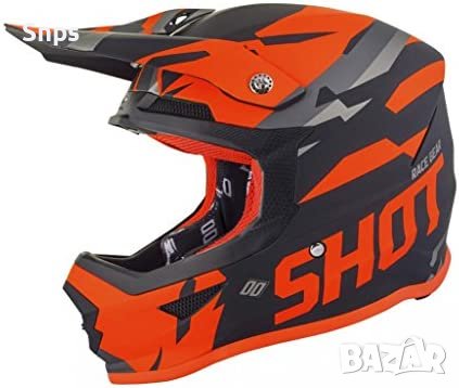 Каска за мотокрос Shot Furious, индуро АТВ, черна/неоново оранжева M(57-58см), снимка 1