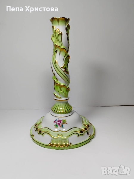 Свещник от унгарски порцелан Herend "Fancy Queen Victoria VBO", снимка 1
