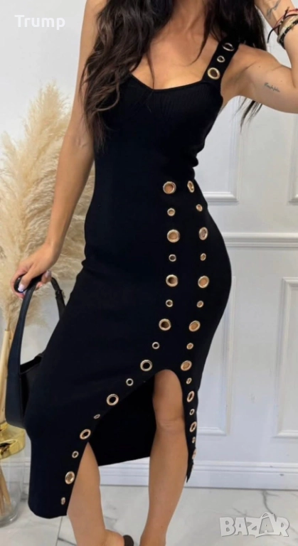 Секси рокля по тялото, с капси, снимка 1