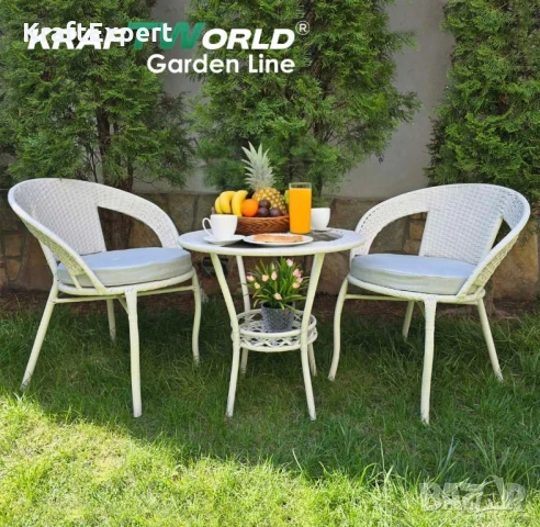 Ратанов Комплект с Маса и Два Стола – Стил и Комфорт за Вашата Градина, снимка 4 - Градински мебели, декорация  - 50653545