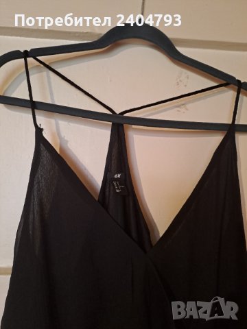 Дълга рокля, черна коприна, с презрамки..., снимка 2 - Рокли - 40632394