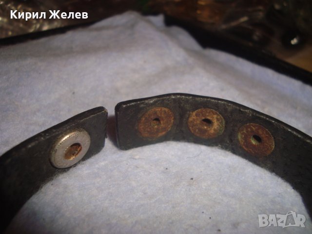 СТАРА РОКЕРСКА КОЖЕНА ХЕВИ МЕТЪЛ СТИЛ ГРИВНА с МЕТАЛНИ ПЛОЧКИ 29097, снимка 2 - Гривни - 37912744