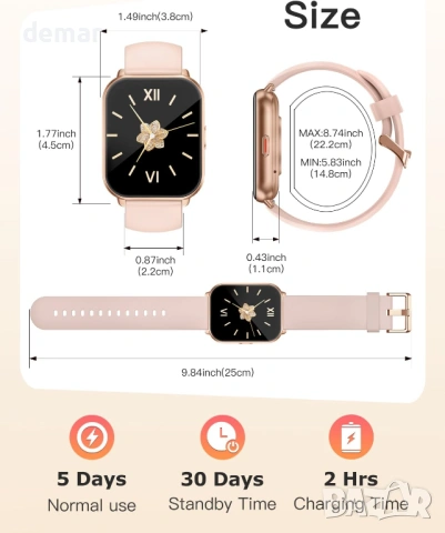 Cloudpoem 1.85" смарт часовник с приемане/осъществяване на повиквания за Android и iOS, снимка 7 - Смарт часовници - 53178653