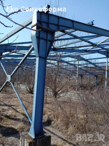 Метално хале(конструкция)76м х 23м. Монтана.60бр.колони(подпори)20бр.ферми.Кота било 4,90м. 90лв/м2, снимка 2 - За селскостопански - 49416974
