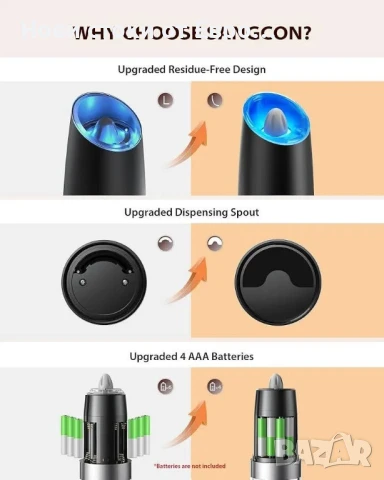 Комплект електрически мелачки за сол и черен пипер Sangcon, снимка 3 - Аксесоари за кухня - 50651245