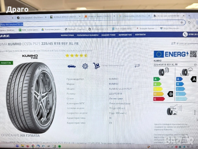 Kumho Ecsta PS71 225/45/18 95Y