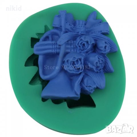 Тромпет с рози силиконов молд форма декор торта сладки фондан и др. украса, снимка 2 - Форми - 23809331