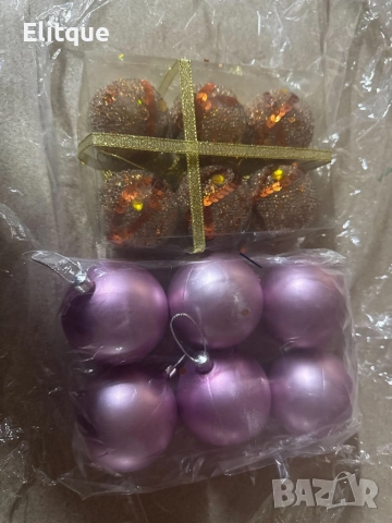 Комплект перлени коледни топки – 6 броя в различни цветове + подарък 6бр златисто блестящи топки, снимка 6 - Декорация за дома - 52650994