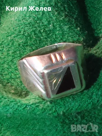 Стар РЪЧНО РЕТРО ОРНАМЕНТИРАН СРЕБЪРЕН ПРЪСТЕН СРЕБРО 925 с ИНКРУСТИРАН ШЛИФОВАН ЧЕРЕН ОНИКС 48234, снимка 14 - Пръстени - 49294556