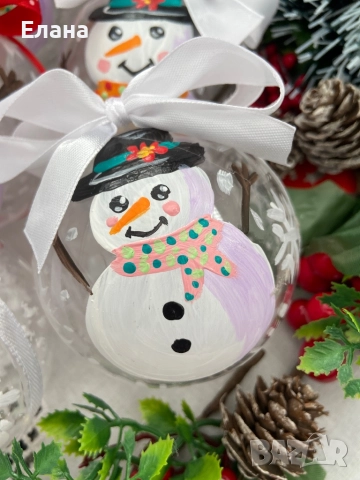 Ръчно рисувани Коледни топки, снимка 3 - Декорация за дома - 52439569