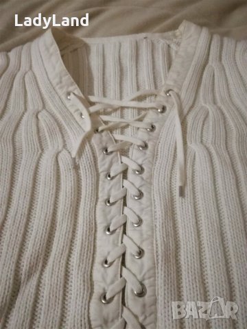 Топъл пуловер с връзки, снимка 2 - Блузи с дълъг ръкав и пуловери - 31005070