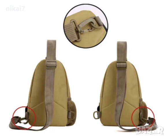 мъжка чанта тактическа за гърди+джоб за вода+USB зареждане военна, снимка 12 - Чанти - 42102008