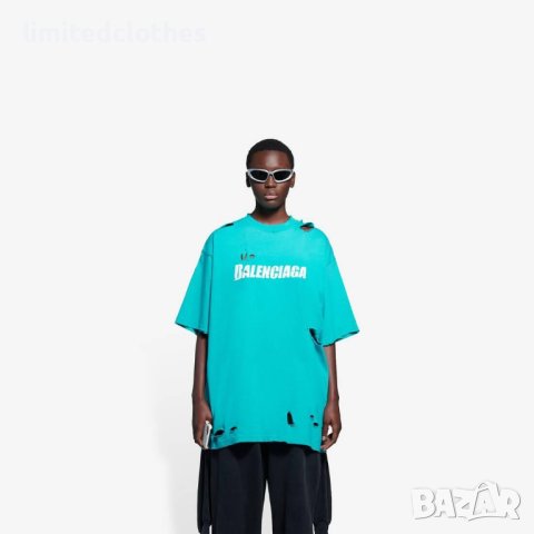 BALENCIAGA Destroyed Flatground Logo Print Oversized Мъжка / Дамска Тениска size XXS (M), снимка 2 - Тениски - 42789826