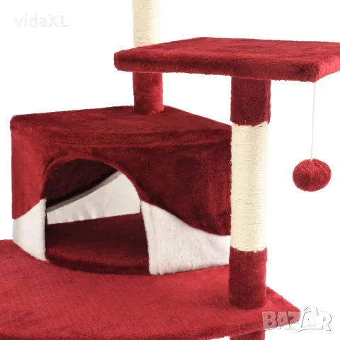 vidaXL Котешко дърво със сизалени стълбове, 203 см, червено и бяло, снимка 6 - За котки - 56146228