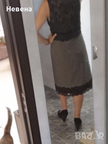 Офис Рокля размер L сиво с Черна дантела , снимка 8 - Рокли - 42782617