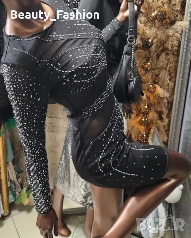 Ефектна дамска рокля с камъни , снимка 3 - Рокли - 49569793