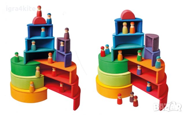 ПРОМО! Голям Дървен сет GRIMM'S + ДОПЪЛНЕНИЕ СРЕДНО ГОЛЯМА ДЪГА С ТОПКИ, снимка 7 - Образователни игри - 30584767