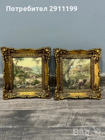 Малка антикварна картина, комплект от четири, снимка 6 - Картини - 52814261