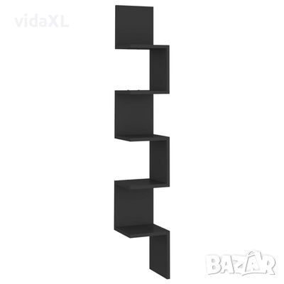vidaXL Стенен ъглов рафт, черен, 20x20x127,5 см, ПДЧ（SKU:807278, снимка 1 - Други - 44654689