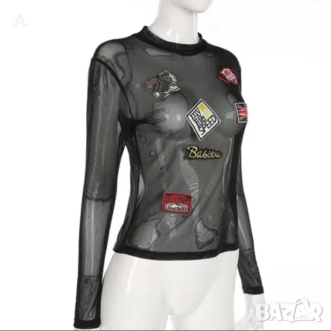 Прозрачна блуза с дълъг ръкав, снимка 5 - Блузи с дълъг ръкав и пуловери - 49536173