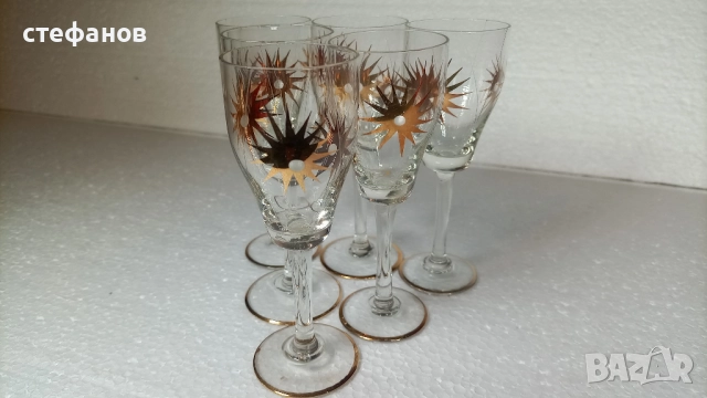 Ретро ракиени класически чашки за ракия, златни шарки, златен кант, 6 бр, 50 мл, снимка 8 - Чаши - 52198168