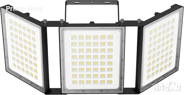 600W, 60000LM Външен триглав LED прожектор SOLLA, 6000K, IP66, черен