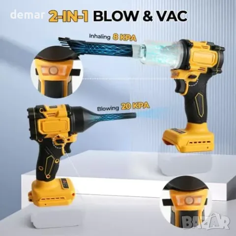 Безчеткова въздуходувка и прахосмукачка 2 в 1 за Dewalt 18/20 V, без батерия, снимка 6 - Други стоки за дома - 56216986