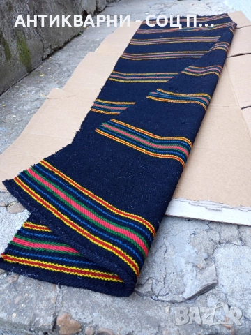 Соц Стара Ръчно Тъкана Двустранна Черга Пътика 250см./75см. , снимка 3 - Антикварни и старинни предмети - 51738440