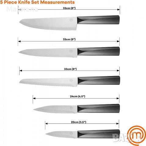 Комплект качествени ножове Master Chef , мастър шеф ножове 5броя
