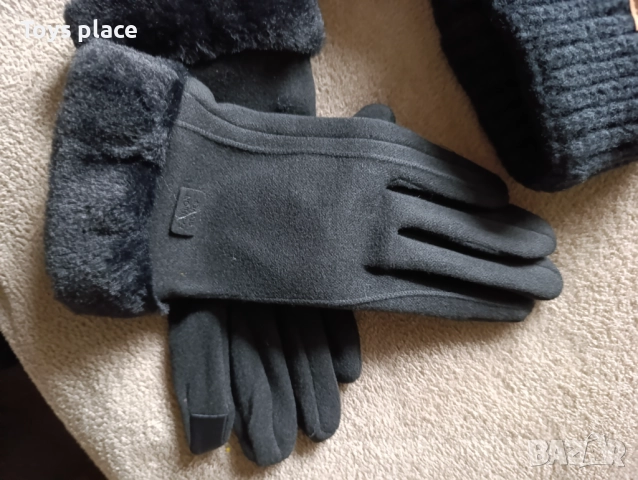 Зимна плетена шапка с пух, ръкавици , снимка 5 - Шапки - 52811321