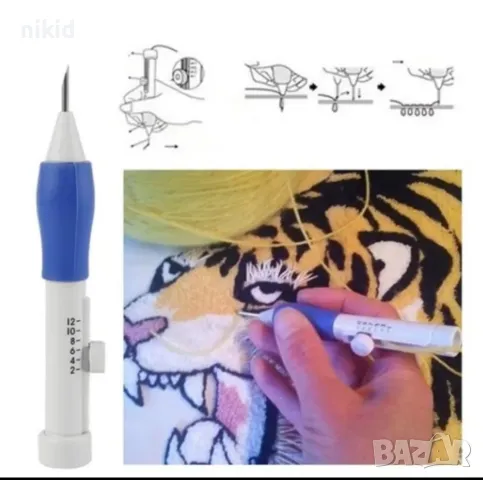 7 части Уред Механизъм за фъкане пънч шило с три игли Punch Перфораторна игла за бродиране шиене, снимка 7 - Други - 48313662