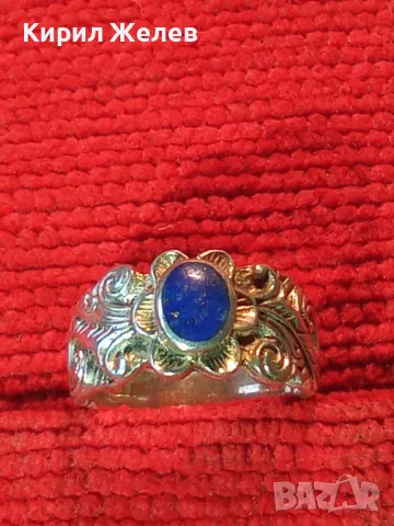 СТАРИНЕН АР НУВО ФЛОРАЛЕН СКЪПОЦЕНЕН СРЕБЪРЕН ПРЪСТЕН СРЕБРО ВИСОКА ПРОБА с ШЛИФОВАН ЛАЗУРИТ 25290, снимка 14 - Антикварни и старинни предмети - 49886234
