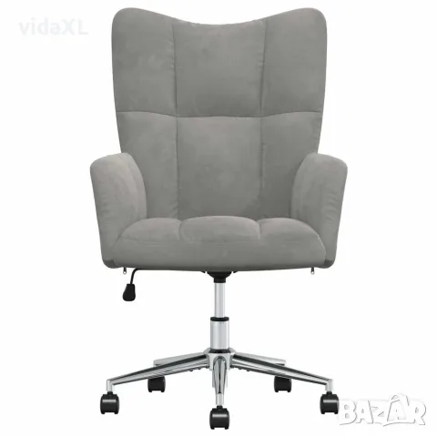 vidaXL Релакс стол, светлосив, кадифе, снимка 3 - Дивани и мека мебел - 56146910