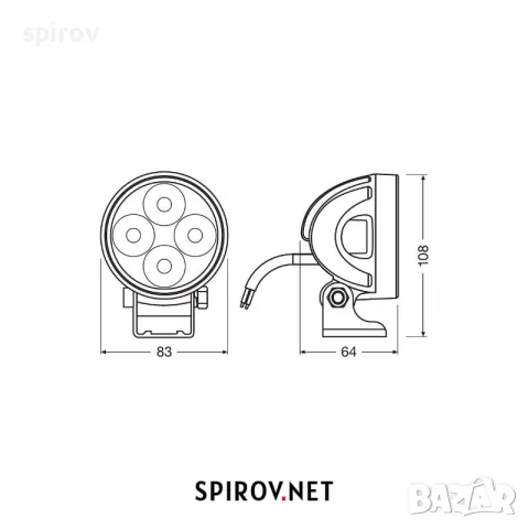 LED фар OSRAM LEDriving ROUND VX80-WD 12/24V 1150lm 6000K, снимка 3 - Части - 55734433