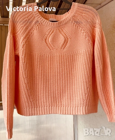 Кроп пуловер реглан в  нюанс „Peach Fuzz“ , снимка 2 - Блузи с дълъг ръкав и пуловери - 53957852