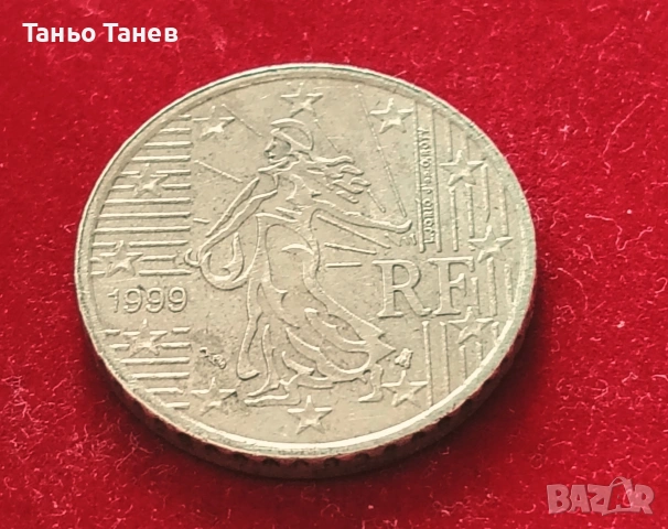 Два броя Френски монети от 10 и50 Евро цента-1999г. , снимка 5 - Нумизматика и бонистика - 54237151