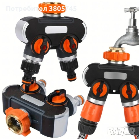 Двупосочен разпределител за градински кран 2-в-1: Сплитер за маркуч с независими вентили (3/4" и 1"), снимка 11 - Други инструменти - 53374109