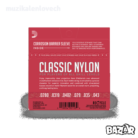 D'ADDARIO EJ27N Classical Guitar Strings Set - комплект от 6 струни за класическа китара, снимка 3 - Китари - 44623462