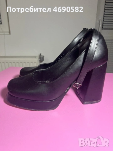 Черни кожени токчета 10см, снимка 2 - Дамски обувки на ток - 53047047