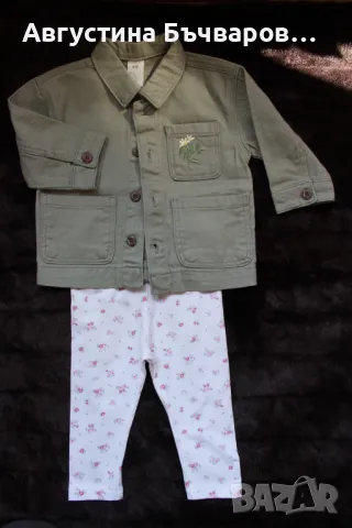 Комплект дънково яке, рокля и клинче H&M, размер 74, снимка 2 - Комплекти за бебе - 50132537