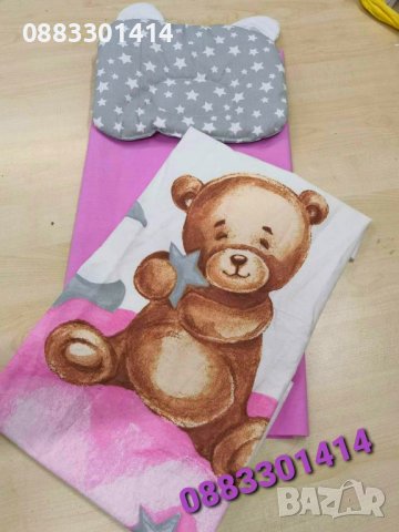 Комплект подложка за количка бебешки с възглавница, одеяло и чаршаф за бебе, снимка 5 - Спално бельо и завивки - 36655766