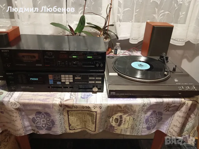 Ретро комплект грамофон Saba,дек и ресийвър с колони Sony