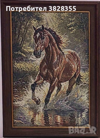 Авторска машинна бродерия тип гоблен – Кон