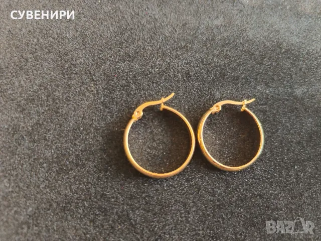 Малки златисти обеци халки от неръждаема стомана , снимка 1
