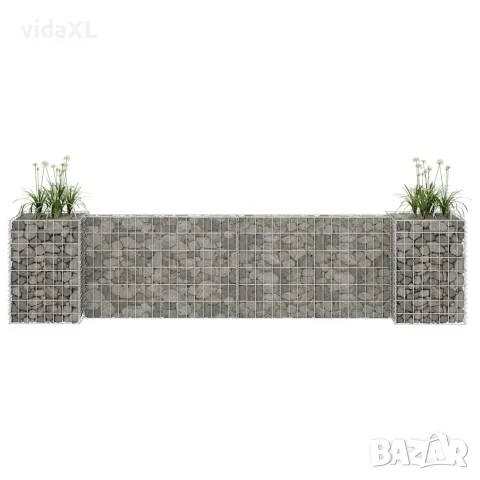 vidaXL Габион плантер Н-образен, стоманена тел, 260x40x60 cм, снимка 2 - Саксии и кашпи - 56146144