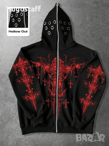 Нов Суитчър худи пънк Street яке горнище с Качулка и Цип, Есен/Зима L/XL, снимка 4 - Суичъри - 52854409