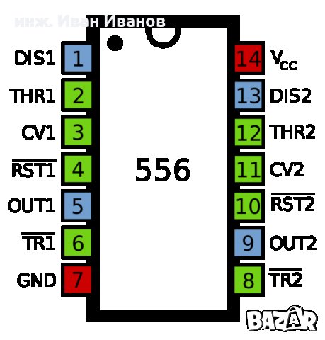 NE556N dual bipolar timer, снимка 2 - Друга електроника - 35573039