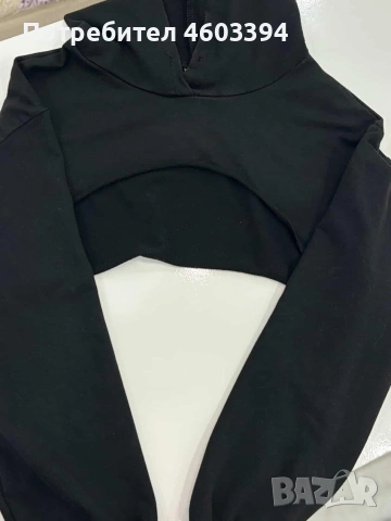 къс суитшърт черен